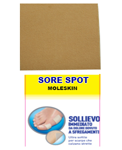 Sore Spot Moleskin reduce the friction between the shoe and the skin